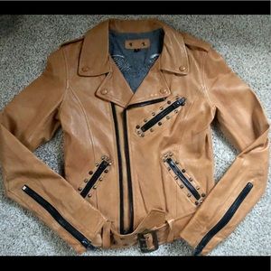 Robins Jean Leather Moto Jacket Size Small
